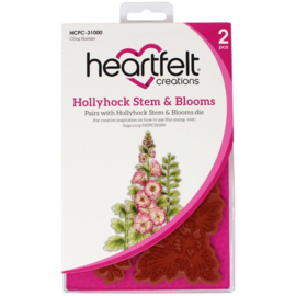 HCP31000 Heartfelt Creations Cling Rubber Stamp Set Hollyhock Stem & Blooms