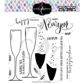 624363 Colorado Craft Company Clear Stamps Champagne Celebrations-Big & Bold 6"X6"