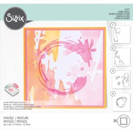 666271 Sizzix Making Tool Layered Stencil Painted 6"X6" By Olivia Rose