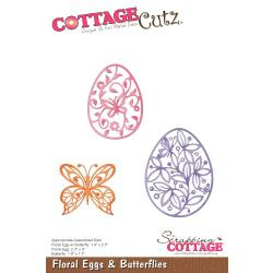 CC412 CottageCutz Die Floral Eggs & Butterflies 1.7" To 2.5"