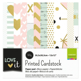 200105-002 Vaessen Creative Love It cardstock 12x12" 2x12 double sided