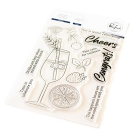 149122 Pinkfresh Studio Clear Stamp Set Cheers 4"X6"