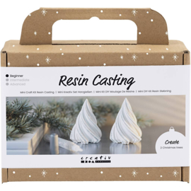 977711 Creativ Company Mini Hobbyset Hars Gieten, Kerstbomen, wit
