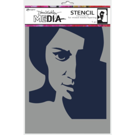 MDS 74861 Dina Wakley Media Stencils Pensive Face 9"X6"