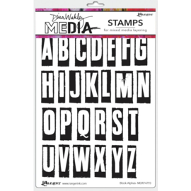 MDR 74793 Dina Wakley Media Cling Stamps Block Alphas 6"X9"