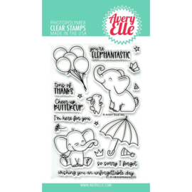 647297 Avery Elle Clear Stamp Set Elephantastic 4"X6"