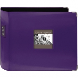 063223 Sewn Leatherette 3-Ring Binder 12"X12" Bright Purple