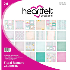HCDP1-2133 Heartfelt Creations Double-Sided Paper Pad Floral Banners 12"X12"