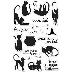 245115 HA-CM202 Hero Arts Cling Stamps Luna The Halloween Cat 4"X6"