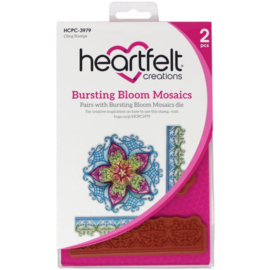 HCPC3979 Heartfelt Creations Cling Rubber Stamp Set Bursting Bloom Mosaics