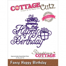 529701 CottageCutz Elites Die Fancy Happy Birthday, 3"X2.5"