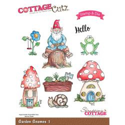 464958 CottageCutz Stamp & Die Set Garden Gnomes 1