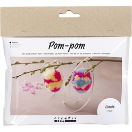 977664 Creativ Company Mini Hobbyset Pompom, Eieren, kleurrijk