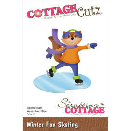 CC964 CottageCutz Dies Winter Fox Skating 3"X3"