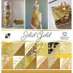 209580 DCWV Double-Sided Paper Stack Solid Gold W/Gold Foil 12"X12" 36/Pkg