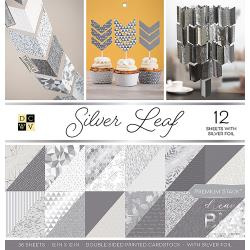 209657 DCWV Double-Sided Paper Stack Silver Leaf W/Silver Foil 12"X12" 36/Pkg