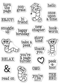 652513 Hero Arts Clear Stamps Bookworm Messages 3"X4"