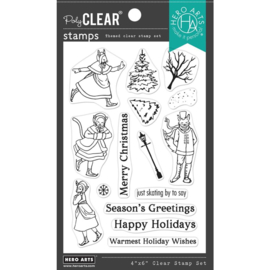 664546 Hero Arts Clear Stamps Victorian Ice Skaters 4"X6"