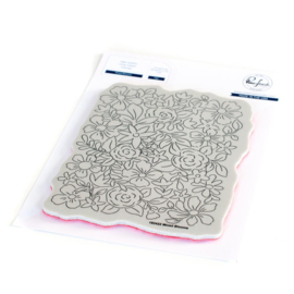 PF182422 Pinkfresh Studio Cling Rubber Background Stamp Mixed Blooms