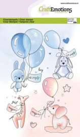 130501/1359 CraftEmotions clearstamps A6 - Baby knuffels en ballonnen GB