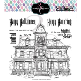 C3BB259 Colorado Craft Company Clear Stamps Haunted House-Big & Bold 6"X6"