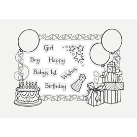 GEM-STD-BDAYP Gemini Birthday Party Photo Frame Stamp & Dies