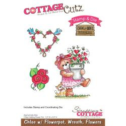 465472 CottageCutz Stamp & Die Set Chloe With Flowerpot
