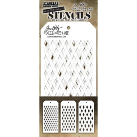 THSM02 Tim Holtz Layered Stencil Set Harlequin 3/Pkg