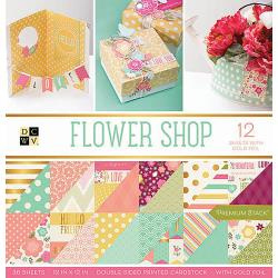 209676 DCWV Double-Sided Paper Stack Flower Shop W/Gold Foil 12"X12" 36/Pkg