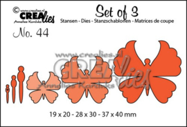 115634/0644 Crealies Set of 3 no. 44 Vlinders 6 19x20-28x30-37x40mm