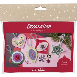977833 Creativ Company Mini Hobbyset Decoratie, Vilten kerstdecoraties, diverse kleuren