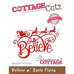 CCE551 CottageCutz Elites Die Believe W/Santa Flying, 3.2"X2.3"