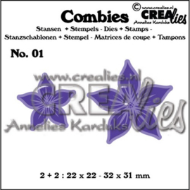 115634/2801 Crealies Combies no.1 bloemen A 22x22 - 32x31 mm