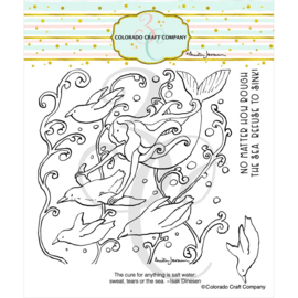 C3AJ758 Colorado Craft Company Clear Stamps Mermaid & Penguins-By Anita Jeram 6"X6"
