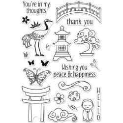 HA-CM133 Hero Arts Clear Stamps Japanese Wishing Garden 4"X6"