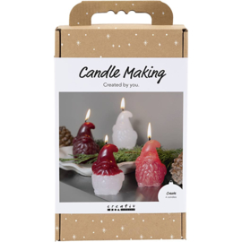 977853 Creativ Company Hobbyset Kaarsen Maken, Kerstman, mat transparant, rood