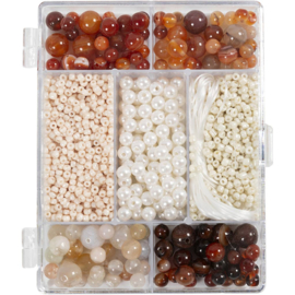 977792 Creativ Company Creatieve Box sieraden, Agaten, 2,6-10 mm, 0,8-1,8 mm, diverse kleuren