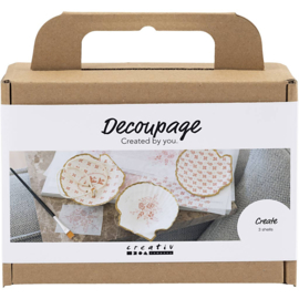 977788 Creativ Company Mini Hobbyset Decoupage, Mosselschelpen, lichtroze