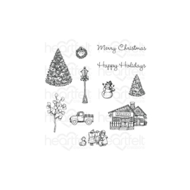 HCPC3921 Heartfelt Creations Cling Rubber Stamp Set Festive Winterscapes