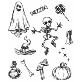 CMS437 Tim Holtz Cling Stamps Halloween Doodles 7"X8.5"