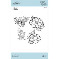 SBS189 Spellbinders Cling Stamps Large Peonies By Stephanie Low