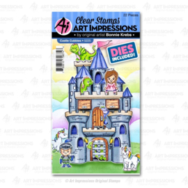 623295 Art Impressions Critter Cubbies Clear Stamp & Die Set Castle