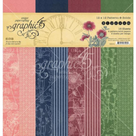 4502161 Graphic 45 Blossom 12x12 Inch Patterns & Solids Paper Pad