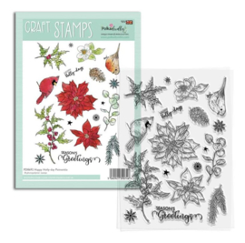 PD8692 Happy Holly-day Poinsettia Craft Stamps 18pcs