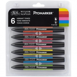 448173 Winsor Newton Promarker Sets Vibrant Tones  6/Pkg