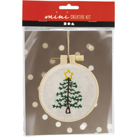 977488 Creativ Company Mini Hobbyset Borduurwerk, Kerstboom
