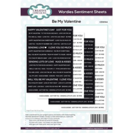 CEW014 Wordies Sentiment Sheets 6x8 Inch Be My Valentine