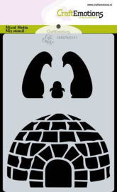 185070/0141 CraftEmotions Mask stencil Iglo en penguins A6 Carla Creaties