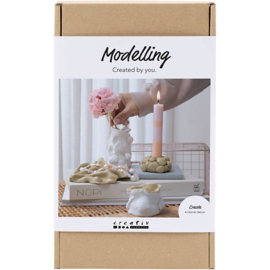 977844 Creativ Company Hobbyset Boetseren, Vazen en kandelaars, beige, ivoor, off-white