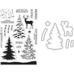 201626 Hero Arts Clear Stamp & Die Snowy Tree